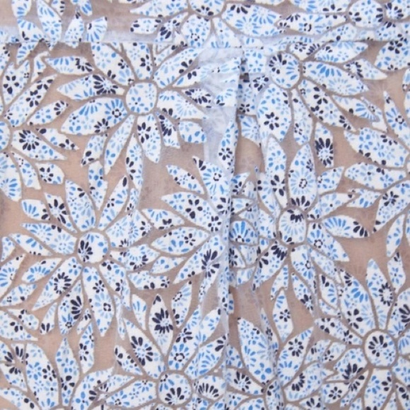 Zara Floral Blue Organza Puff Sleeve Sheer Cropped Blouse Size XS - Picture 15 of 16